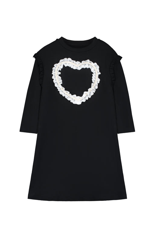 Lace Heart Dress Black