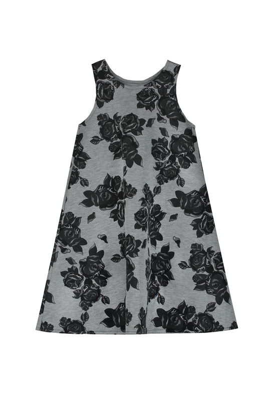 Black Flower Neoprene Apron Dress