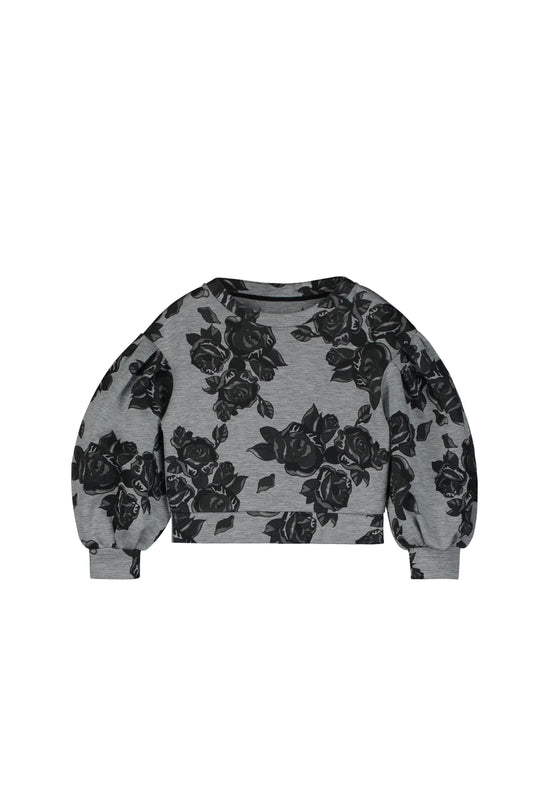 Black Flower Neoprene Sweatshirt