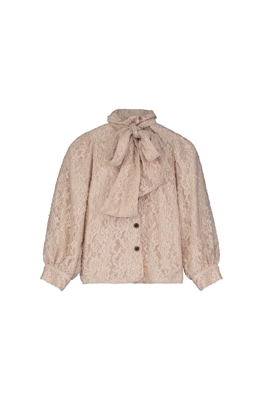 Lace Bow Blouse Light Pink