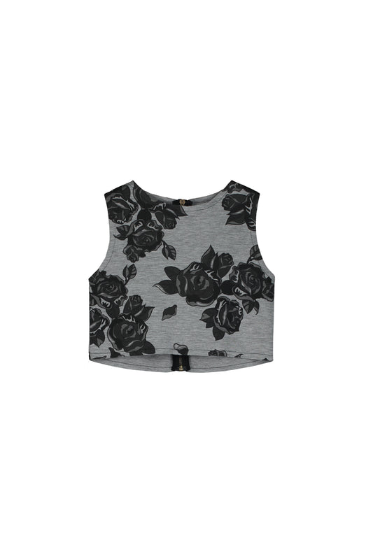 Black Flower Neoprene Top