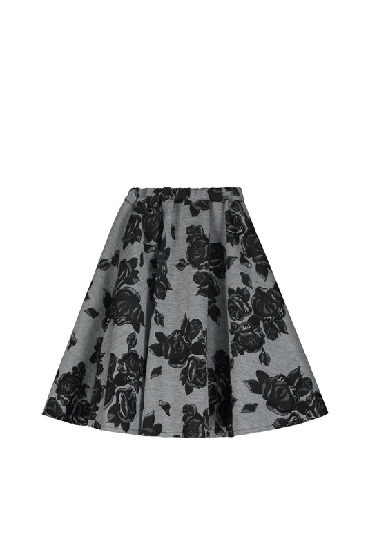 Black Flower Neoprene Skirt