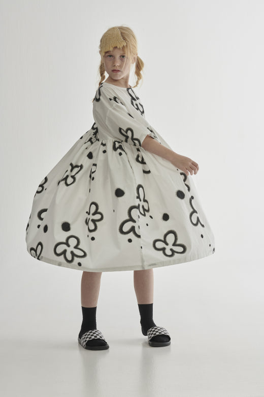 Wonderbloom Dress White Black