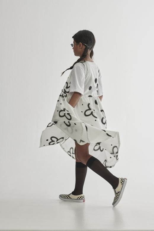 Wonderbloom Wrap Dress White Black