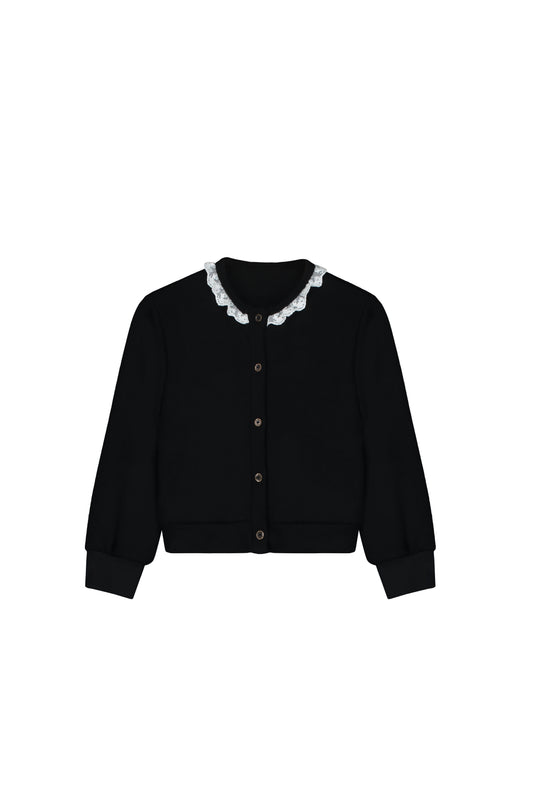 Knit Lace Cardigan Black