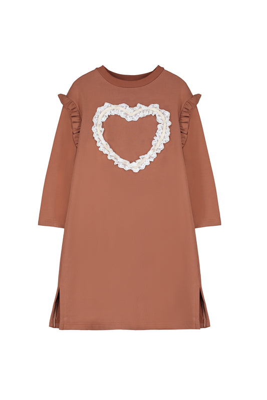 Lace Heart Dress Dark Brown