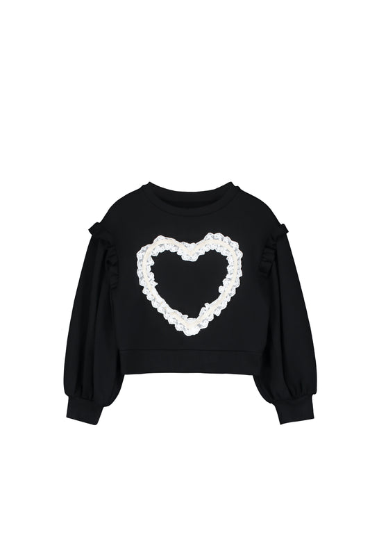 Lace Heart Sweatshirt Black