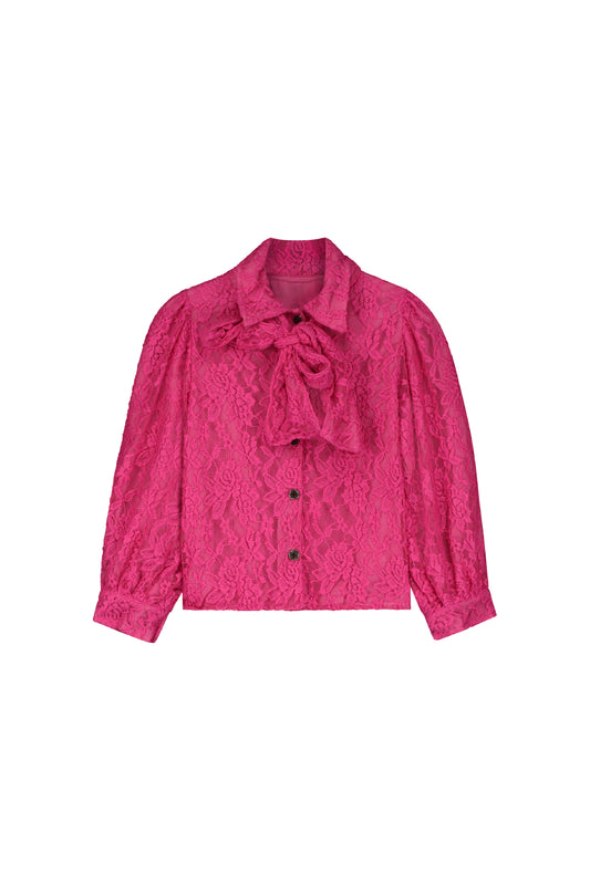 Lace Bow Blouse Fuchsia