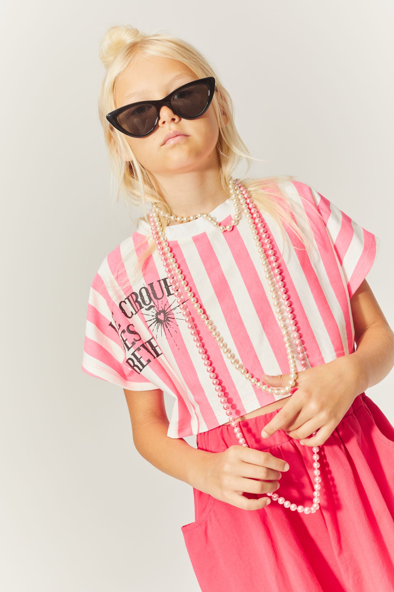 little creative factory soft pink striped dress-pink/cream Little Creative Factory Soft Pink Striped Dress in Pink and Cream for kids, children, and adults