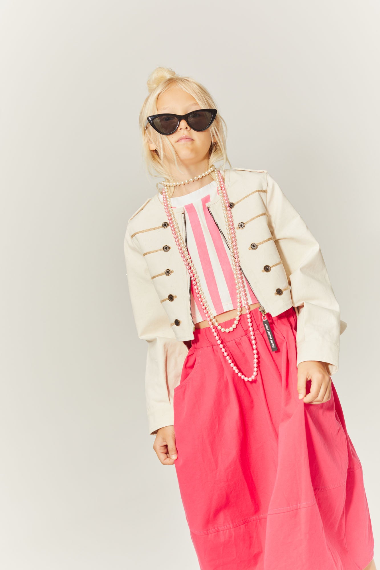 little creative factory soft pink striped dress-pink/cream Little Creative Factory Soft Pink Striped Dress in Pink and Cream for kids, children, and adults