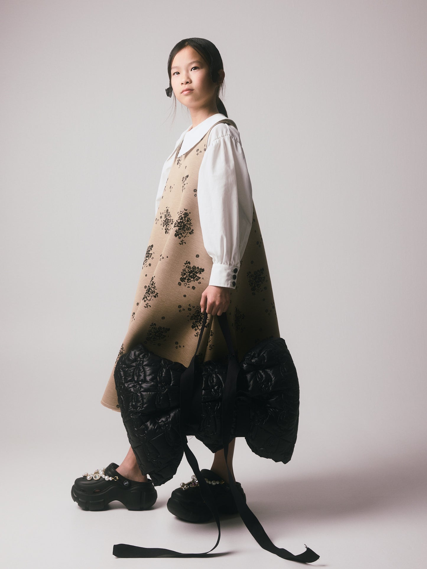 Rosa Apron Dress Camel & Black