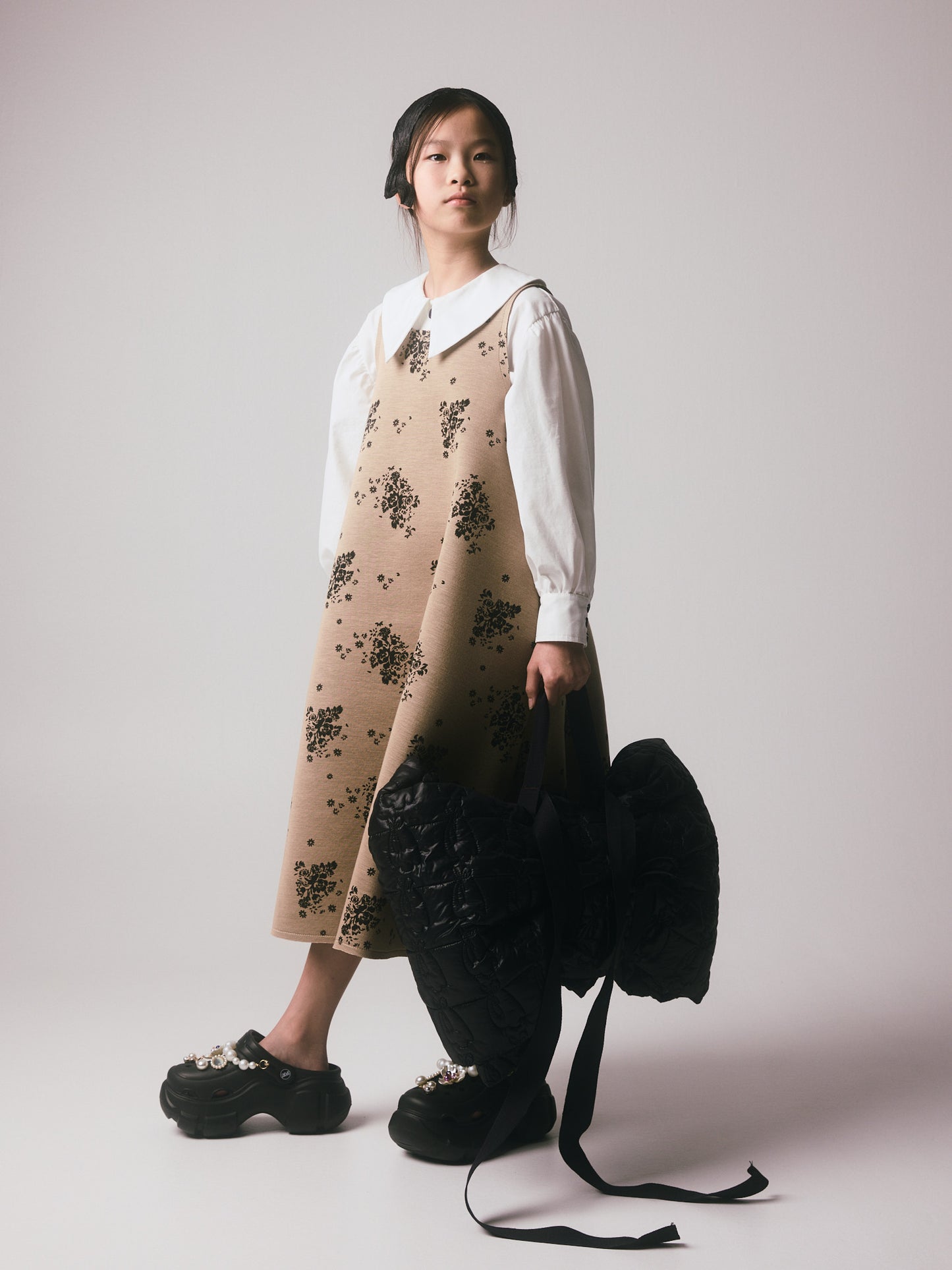 Rosa Apron Dress Camel & Black