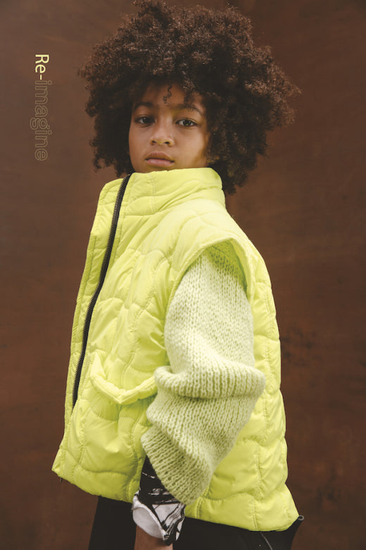 Silhouette Sleeveless Jacket Yellow Neon