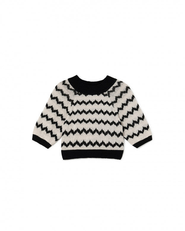 Wavy Knit Sweater Black