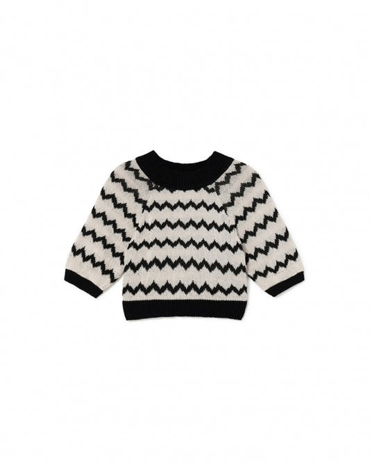 Wavy Knit Sweater Black