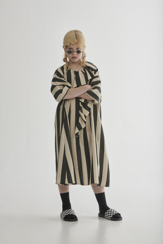 Iconic Lines Dress Cream Black