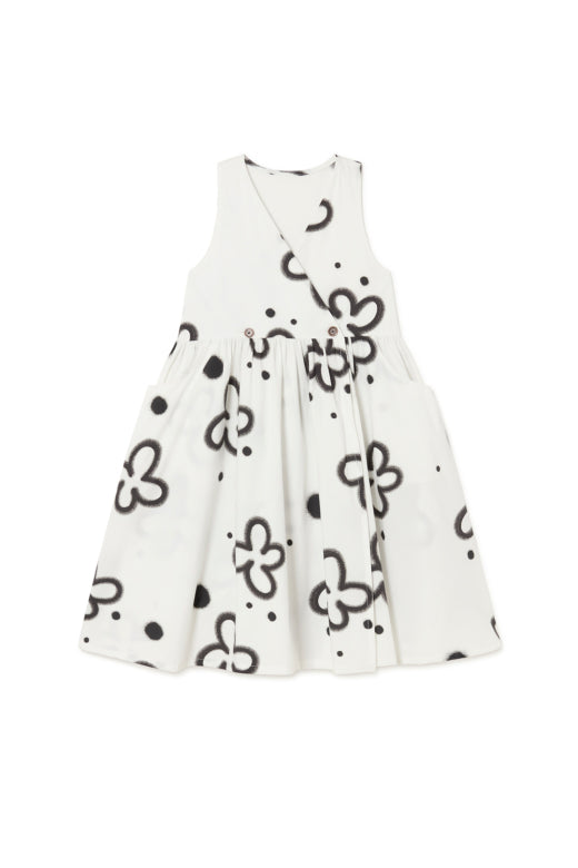 Wonderbloom Wrap Dress White Black