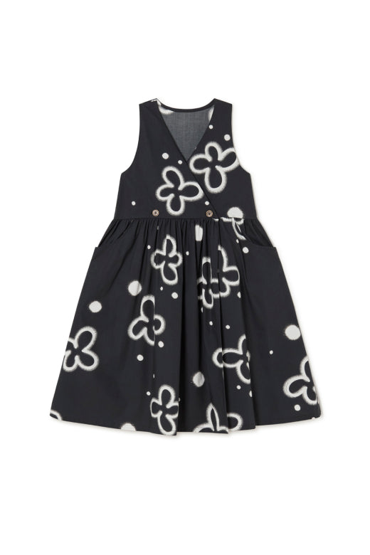 Wonderbloom Wrap Dress Black White