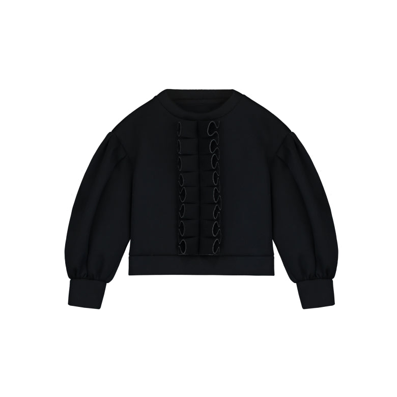 Neoprene Ruffle Swearshirt Black