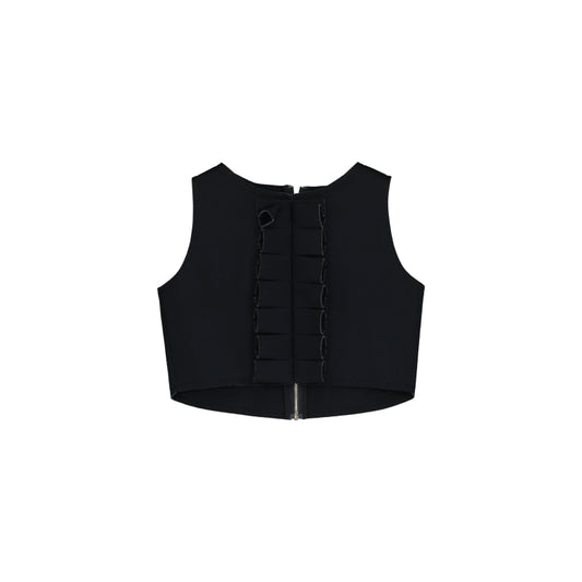 Neoprene Ruffle Vest Black