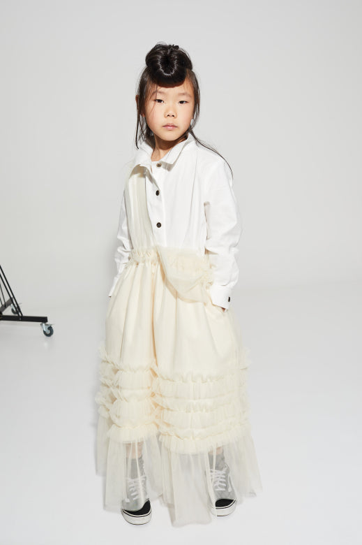 Gothic Dungaree Skirt Cream