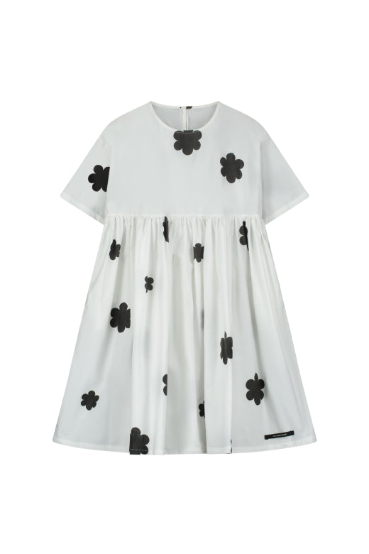 Coral Reef Dress White&Black Flower Print