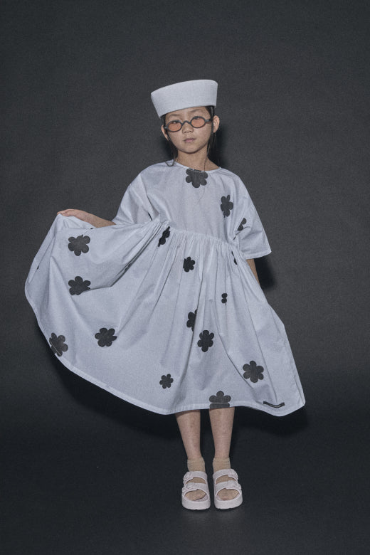 Coral Reef Dress White&Black Flower Print
