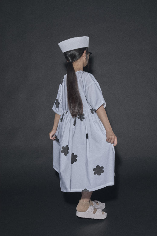 Coral Reef Dress White&Black Flower Print