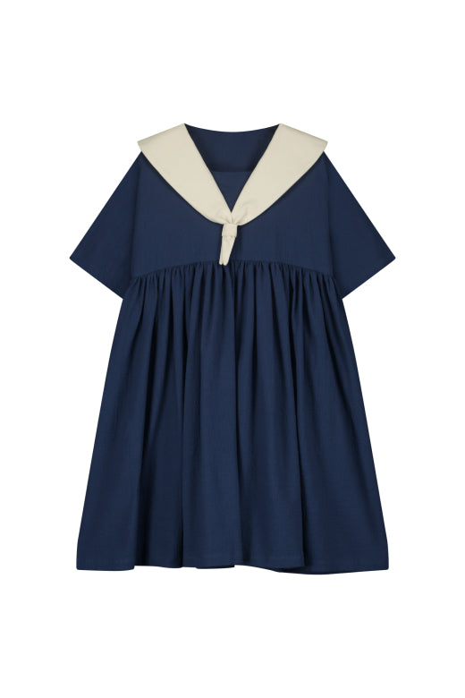 Cruise Dress Cream & Dark Blue