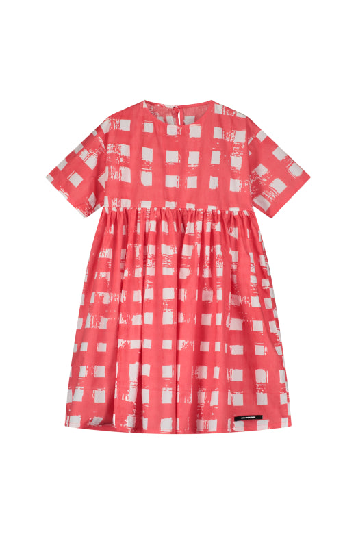 Atlantic Dress Coral Plaid Print