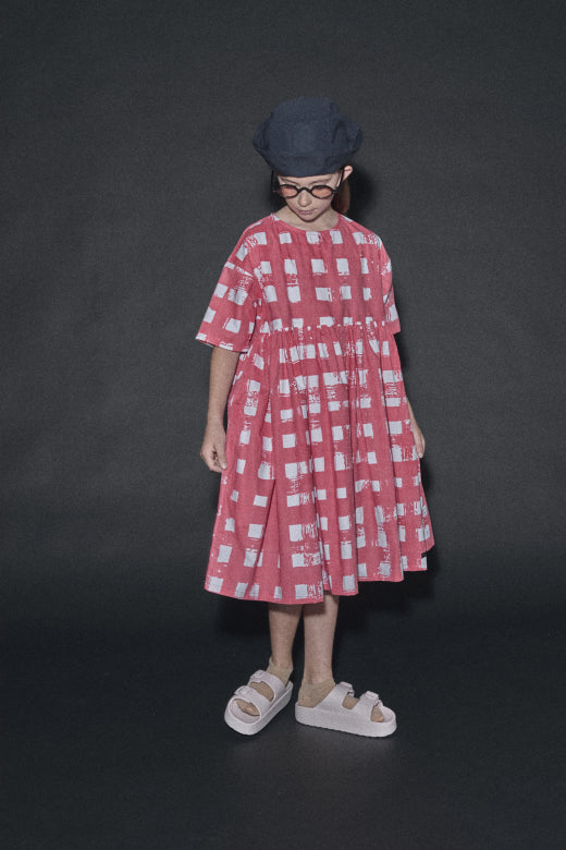 Atlantic Dress Coral Plaid Print