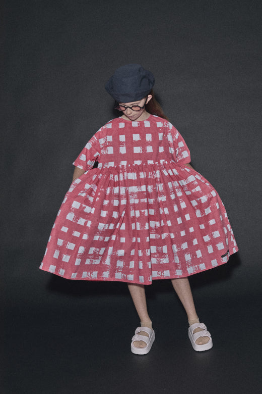 Atlantic Dress Coral Plaid Print