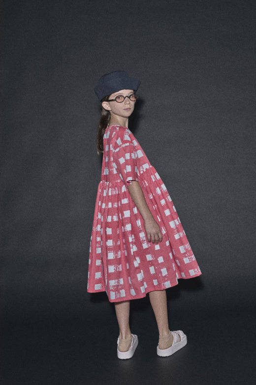 Atlantic Dress Coral Plaid Print