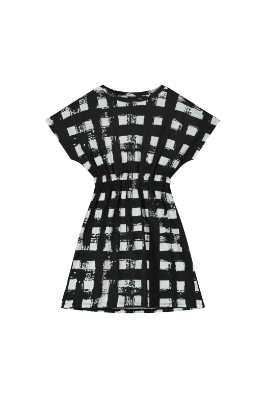 Soft Atlantic Dress Black Plaid Print