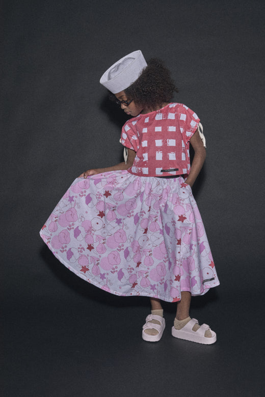 Atlantic Top Coral Plaid Print