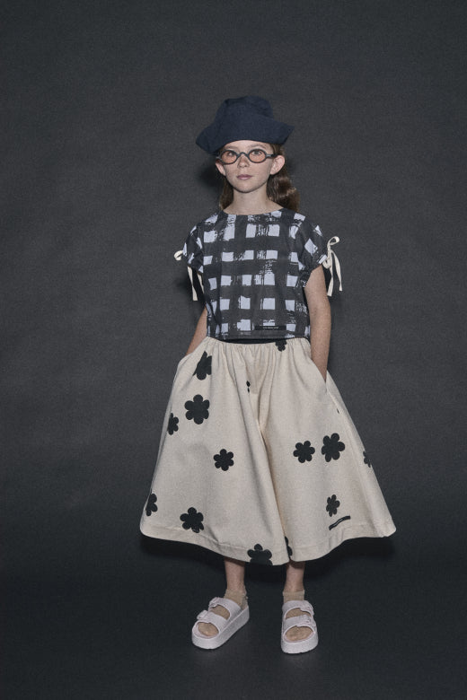 Atlantic Top Black Plaid Print