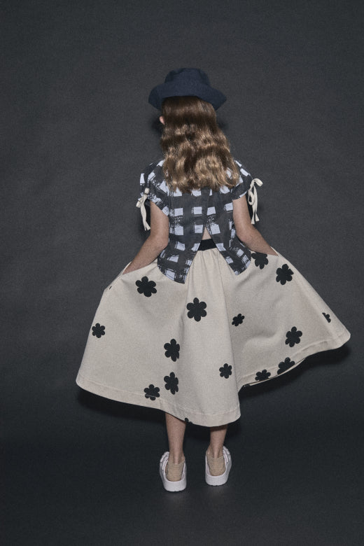 Atlantic Top Black Plaid Print