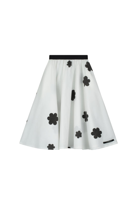 Coral Reef Skirt White&Black Flower Print