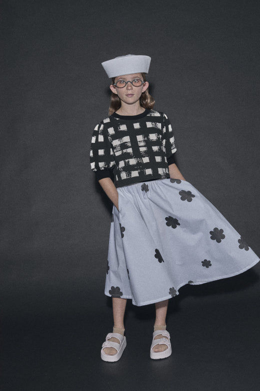 Coral Reef Skirt White&Black Flower Print