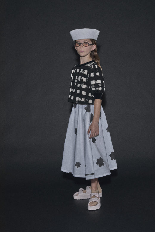 Coral Reef Skirt White&Black Flower Print